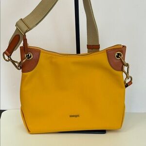 Margot Sunflower Yellow Gold Shoulder Bag with Leather Accents